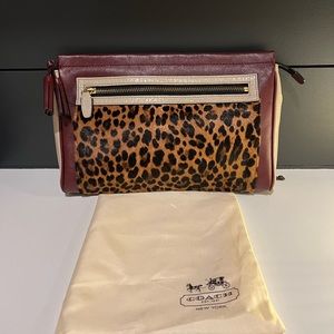 Coach Colorblock Animal Print Leather Clutch